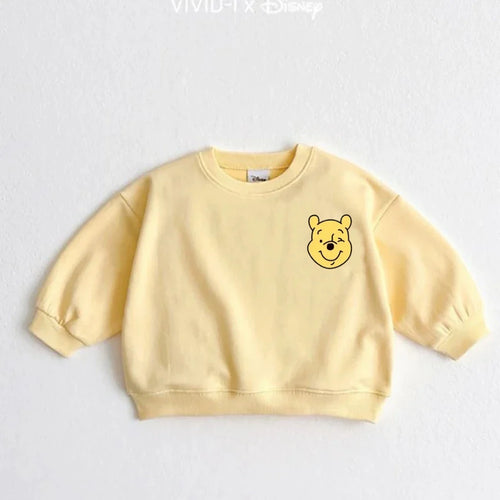 Cartoon Sweatshirts For Boys And Girls Cute Tops Crewneck Pullovers Toddler New Solid Color Hoodie Mickey Minnie Print Clothes